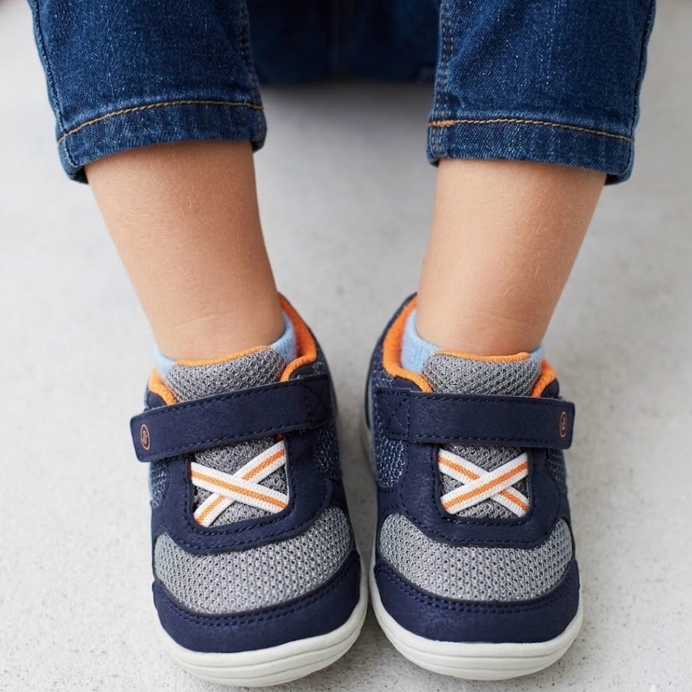 Stride Rite Navy and Orange Baby Shoes
